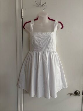Forever 21 White Satin Square-Neck Slip Dress